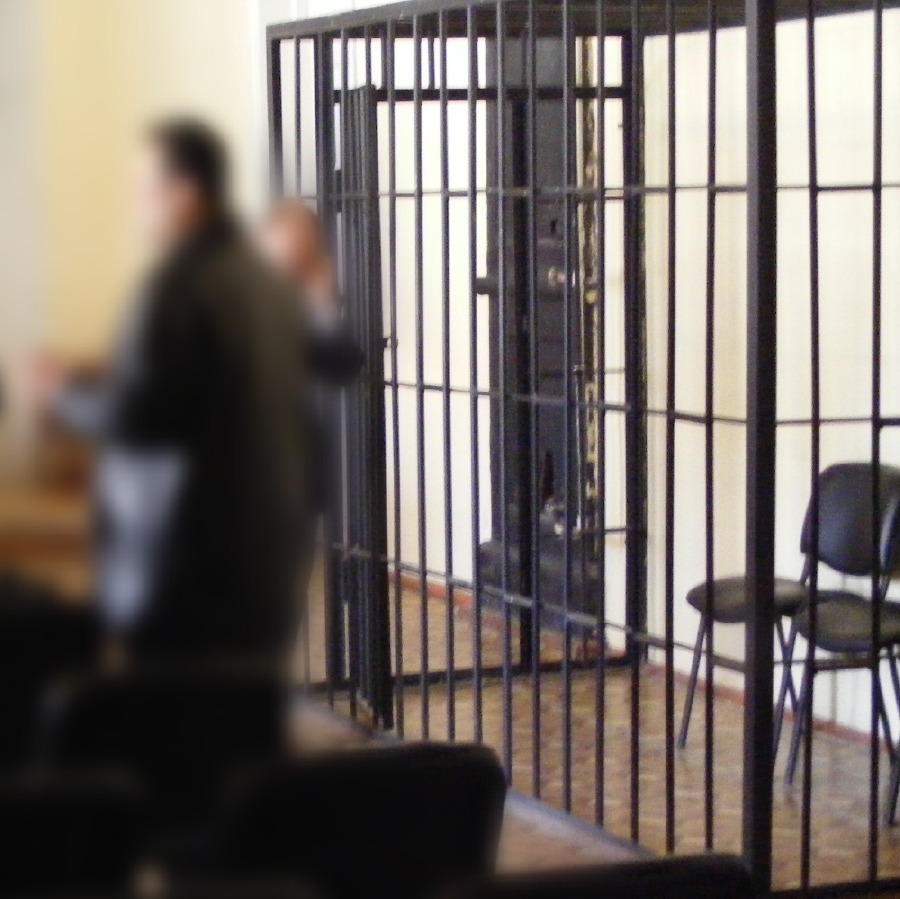 A courtroom cage in Azerbaijan
