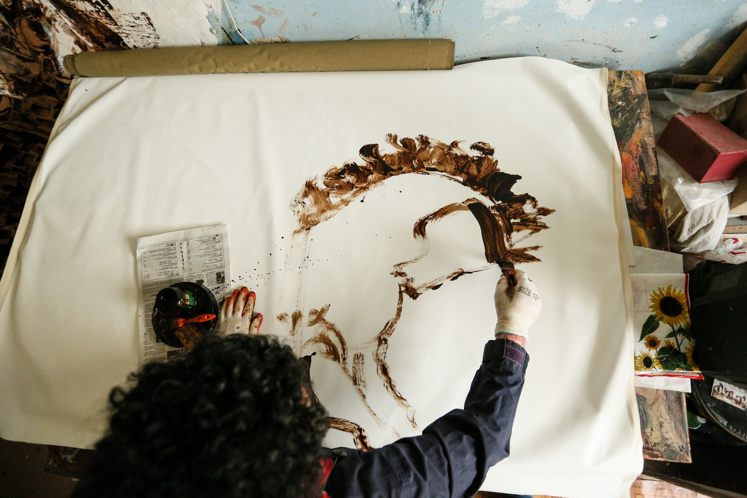 “All of the paintings I create are made on linen cloth.”