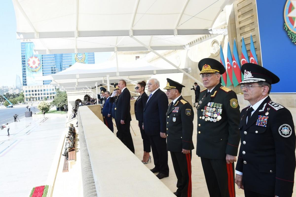 Azerbaijani President Ilham Aliyev attends a military parade on 26 June 2018. (Photo: mod.gov.az)