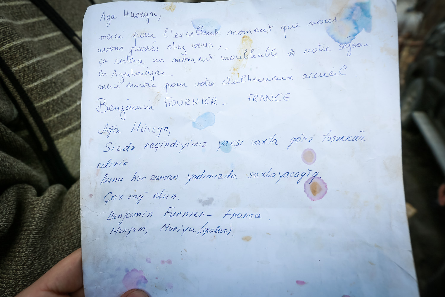 Fransadan gəlmiş qonaq Hüseyn usta üçün ürək sözlərini yazıb