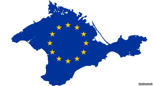 Карта Крыма в цветах флага ЕС