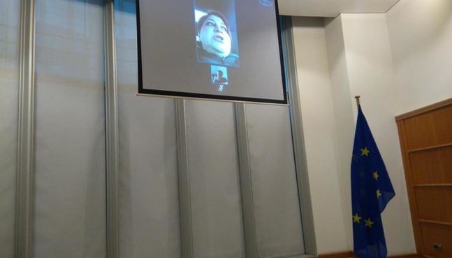 Khadija Ismayilova spoke today at a European Parliament panel on human rights abuses in Azerbaijan