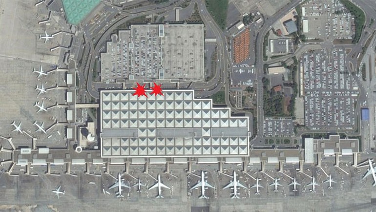 Location of the attacks marked in red