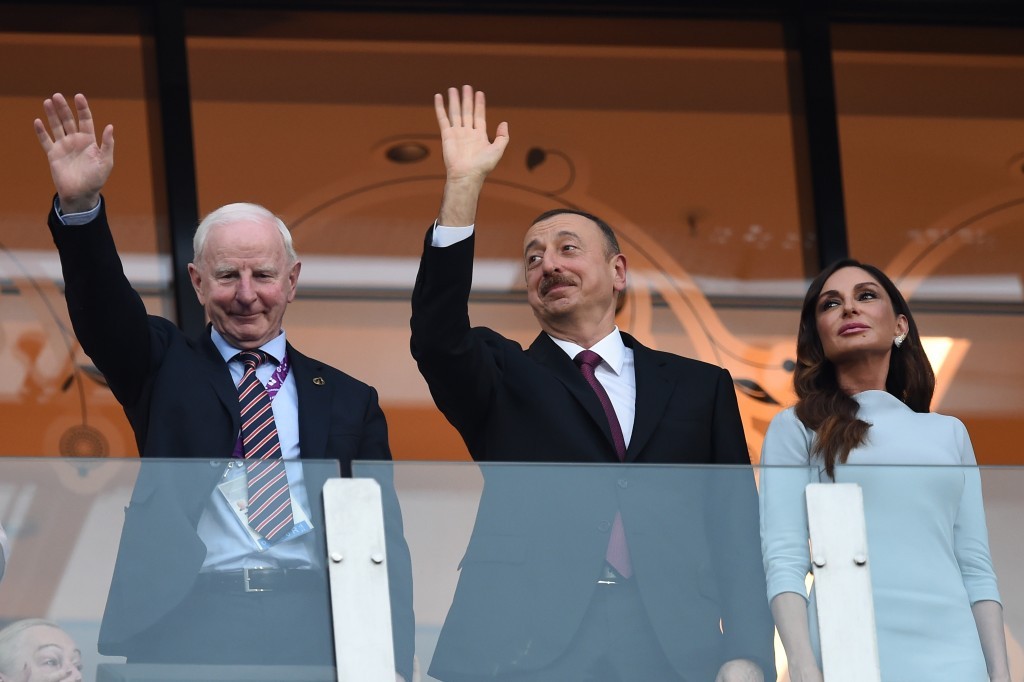 Patrick Hickey with the Aliyev family