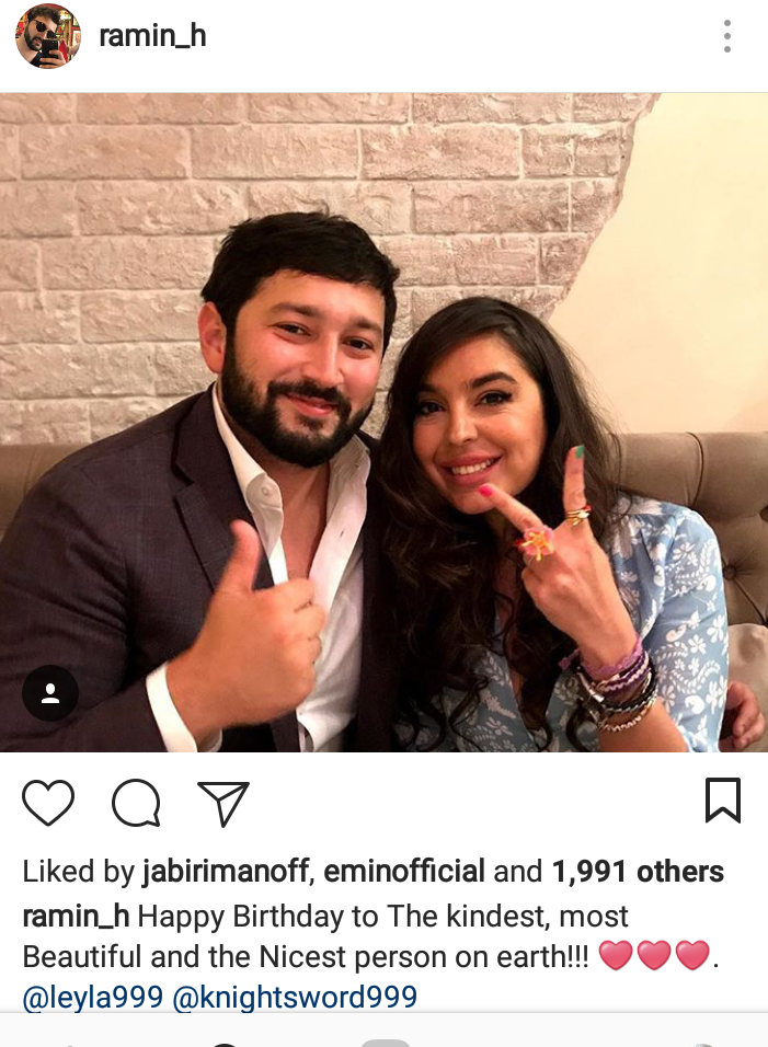 Poker player Ramin Hajiyev with his more famous cousin, Presidential daughter Leyla Aliyeva
