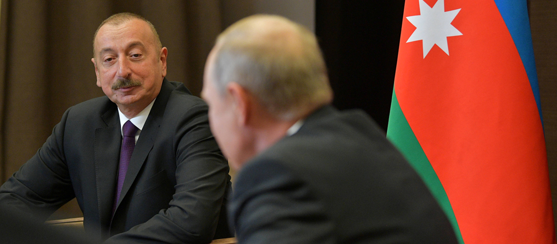 Президент Азербайджана Ильхам Алиев на встрече с президентом России Владимиром Путиным в  Сочи, Россия, 1 сентября 2018 г., Спутник/Алексей Дружинин/Кремль через Reuters