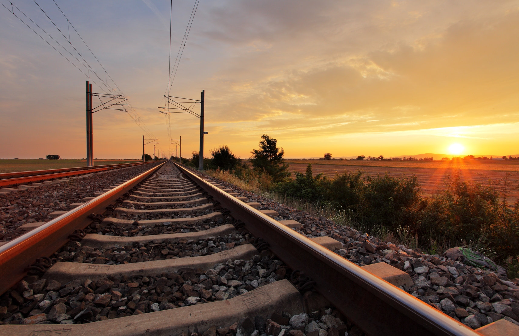 Railway at sunset