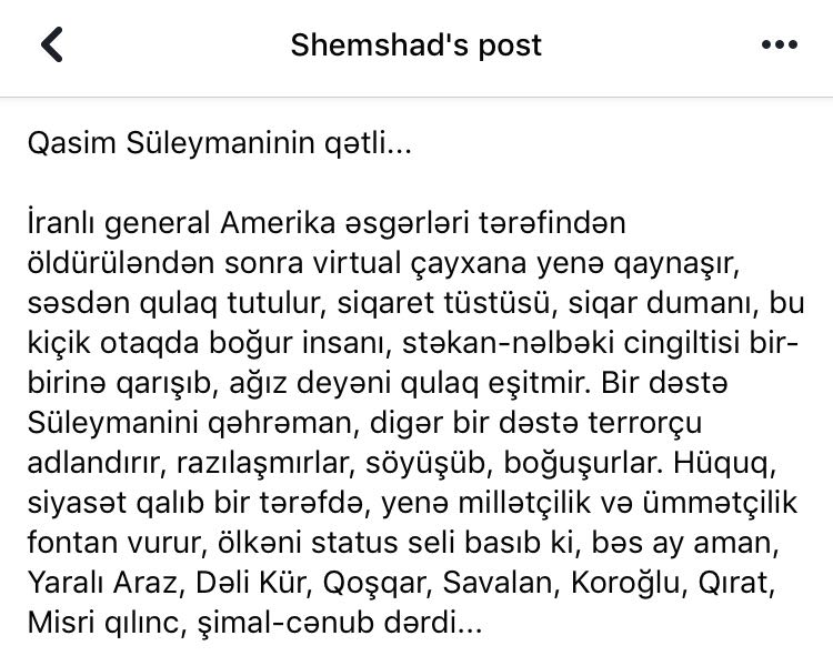 Shemshad Aga’s Post