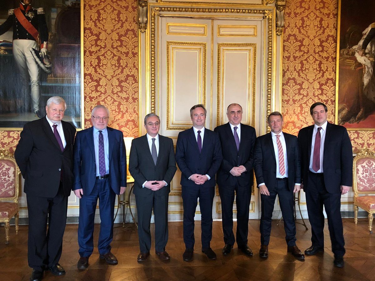 The foreign ministers of Armenia and Azerbaijan, along with international mediators, met in Paris on January 16. (photo: MFA Azerbaijan)