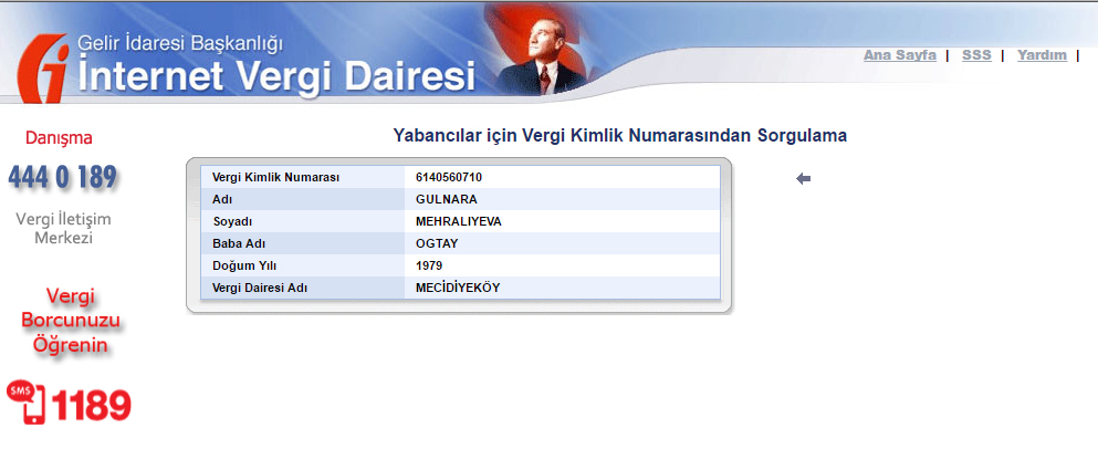 Türkiyə Vergi İdarəsinin rəsmi saytı