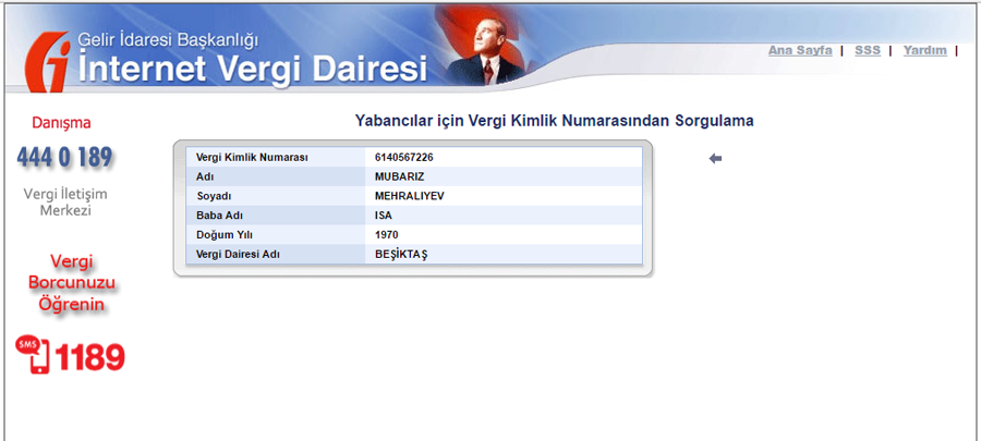 Türkiyə Vergi İdarəsinin rəsmi saytı