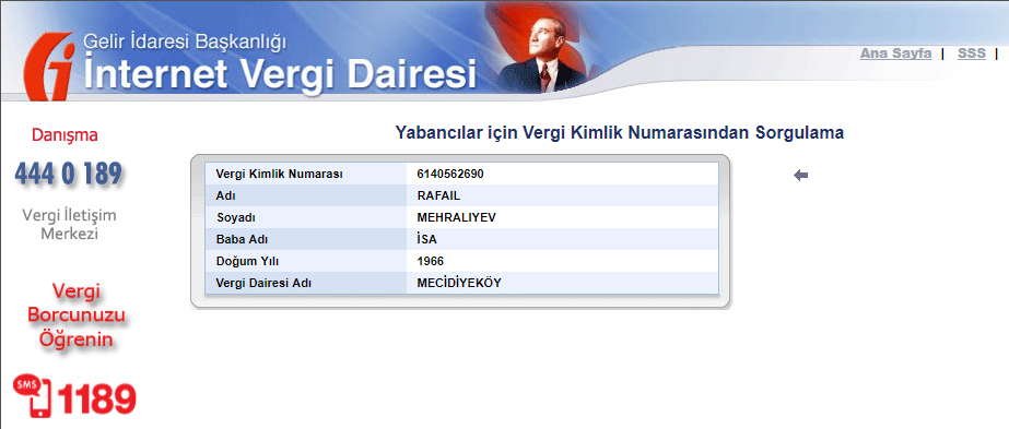 Türkiyə Vergi İdarəsinin rəsmi saytı