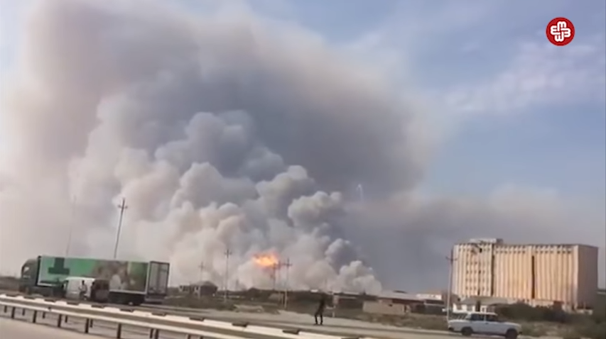 Giləzidəki hərbi hissədə baş vermiş partlayış anı