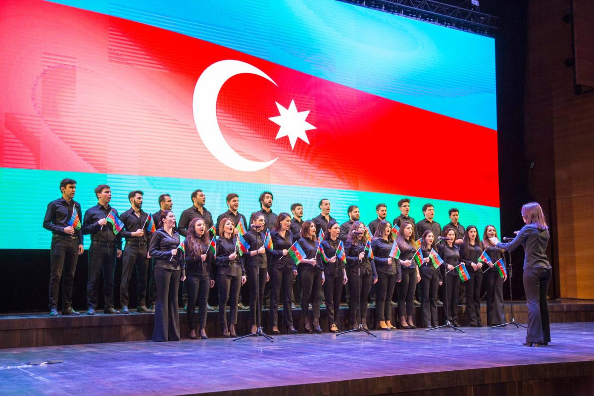 Azerbaijanis at a rally for Ilham Aliyev on February 12. (Cavan.az via Facebook)