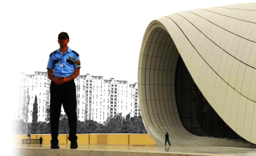 Larry, Luxner, Security guards were posted outside the Heydar Aliyev Center in Baku, Azerbaijan, the site of the 2013 conference organized by Houston businessman Kemal Oksuz