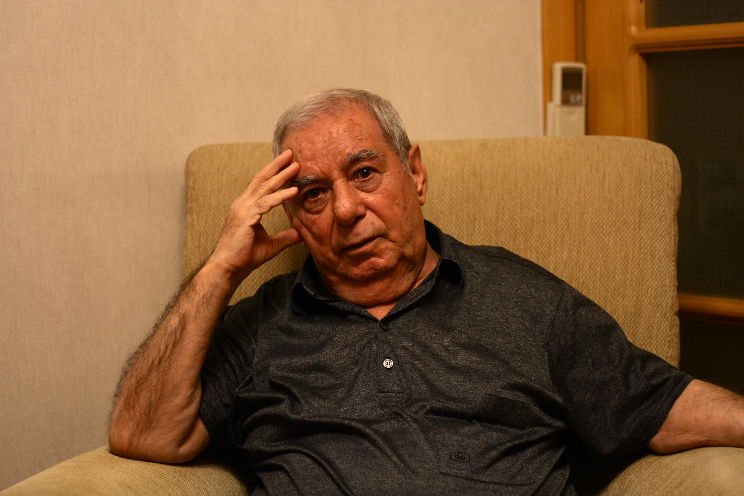 Novelist Akram Aylisli at his home in Baku. Aylisli’s controversial novel Stone Dreams has just been published in English for the first time. (photo: Joshua Kucera)