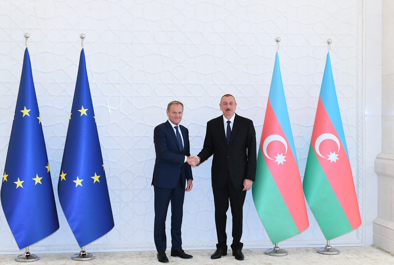 Azerbaijani President Ilham Aliyev and President of the European Council Donald Tusk