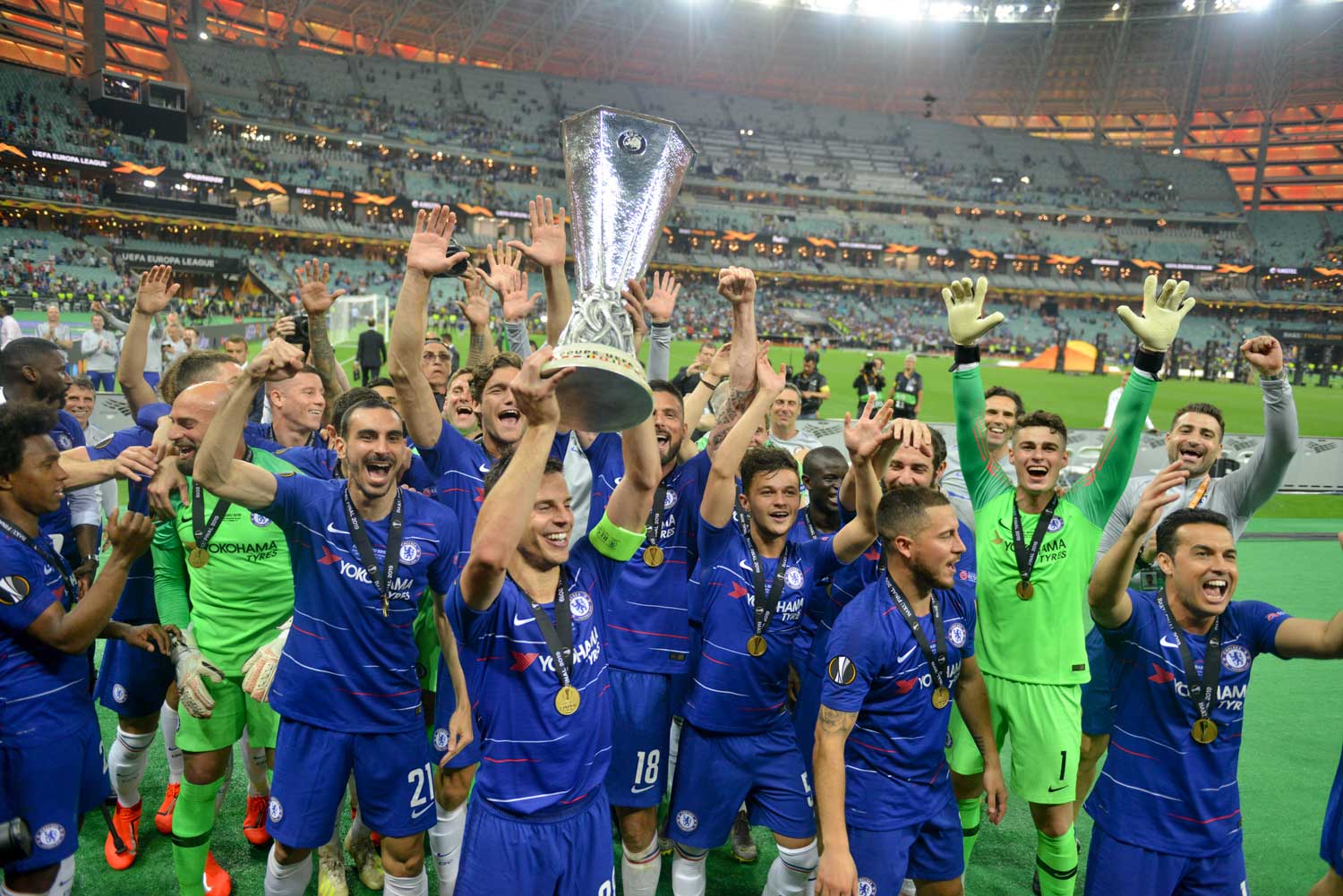 Футболисты "Челси" празднуют победу 29 мая 2019