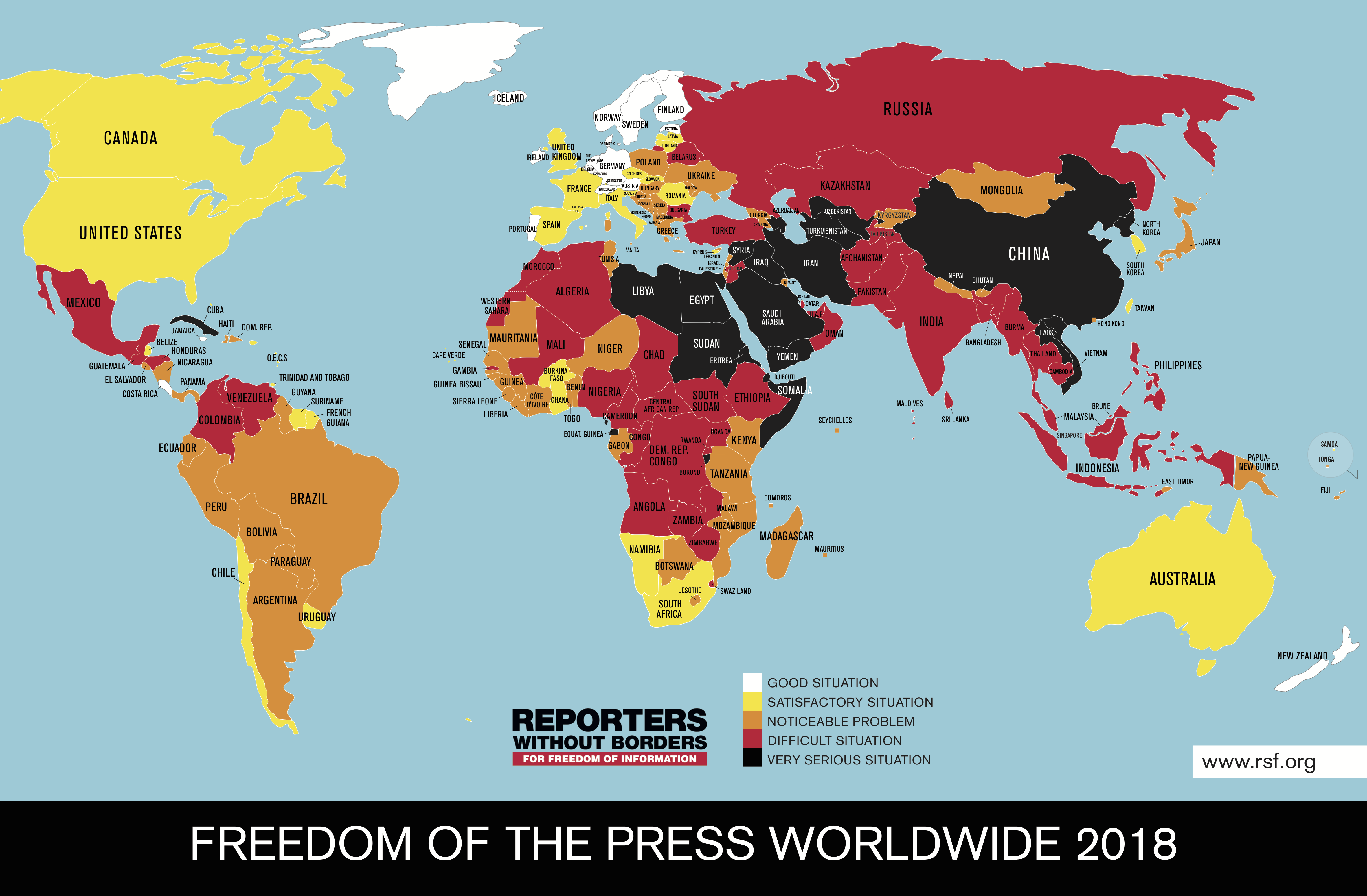 The 2019 World Press Freedom Index Map