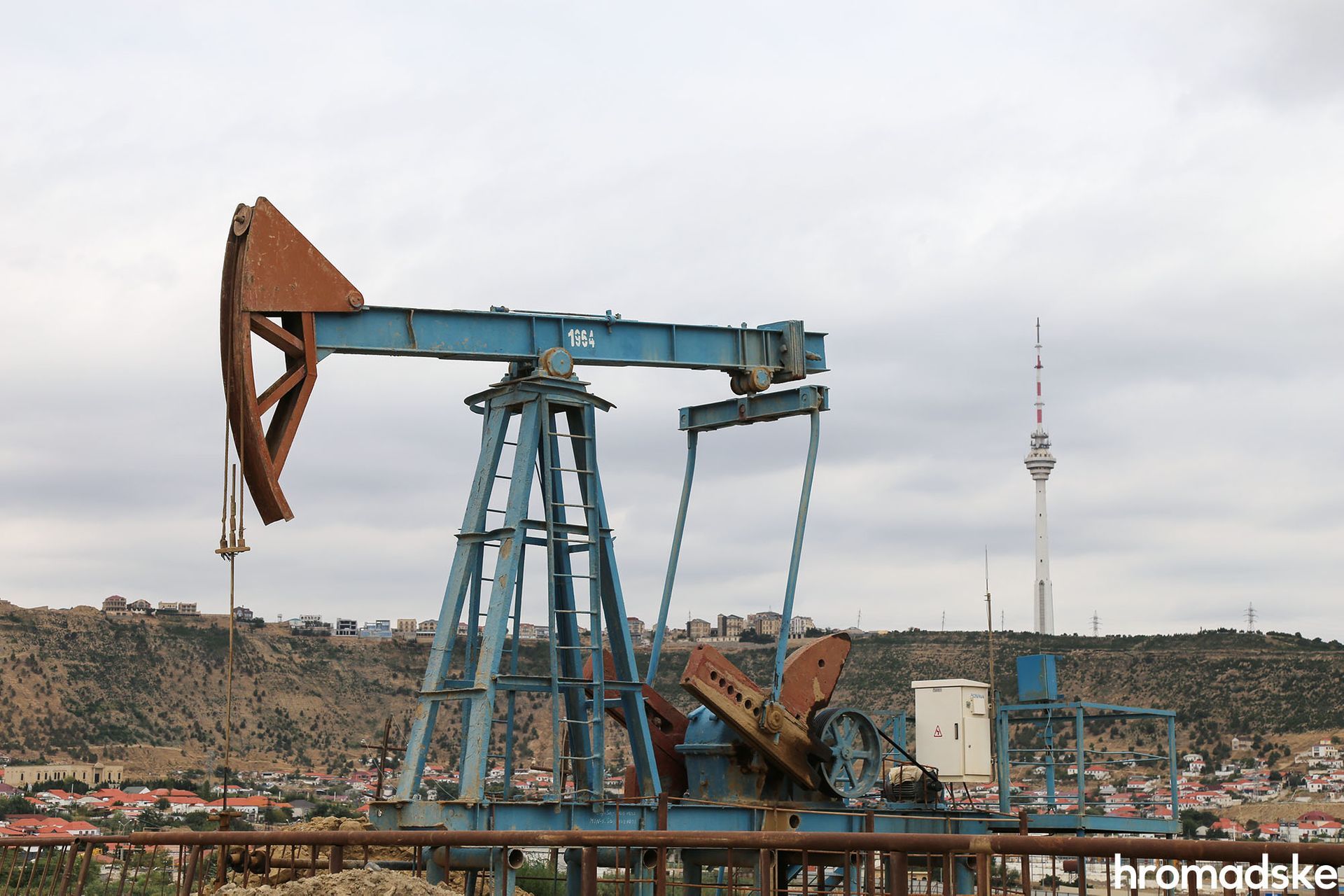 Oil pump, Baku, Azerbaijan, August 30, 2019.
