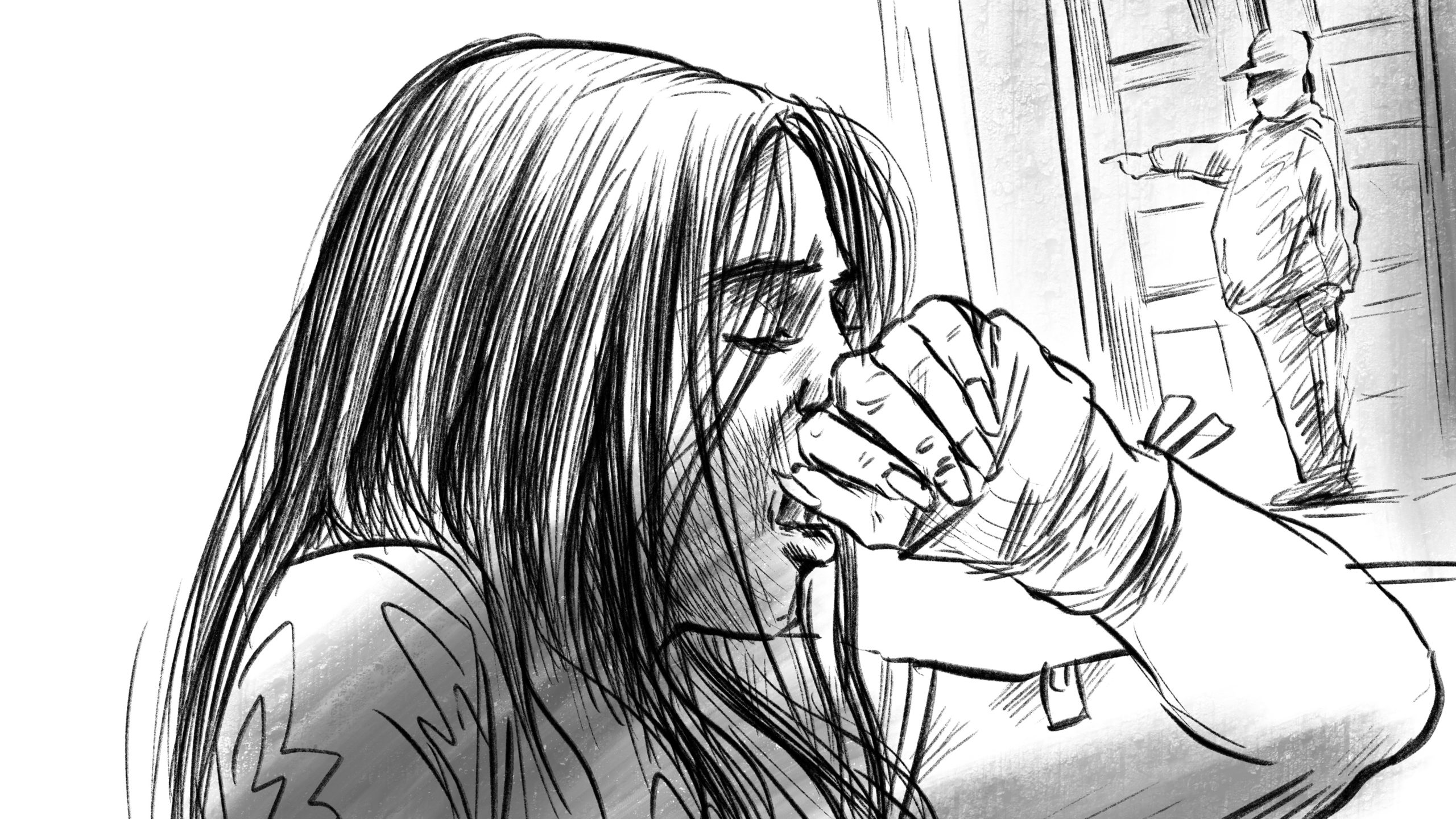 An illustrator's rendition of violence against transgender women