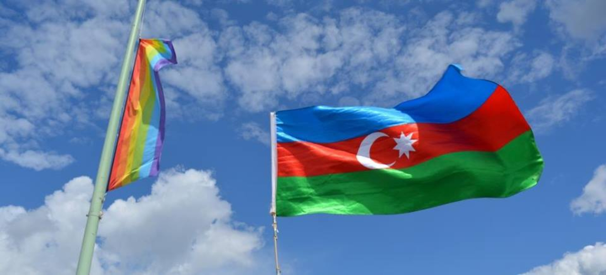 Flags from a 2015 rally for Azerbaijani LGBT rights in Germany.