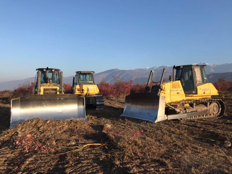 Bulldozers are seen in action to destroy the forest area in the north of Azerbaijan.